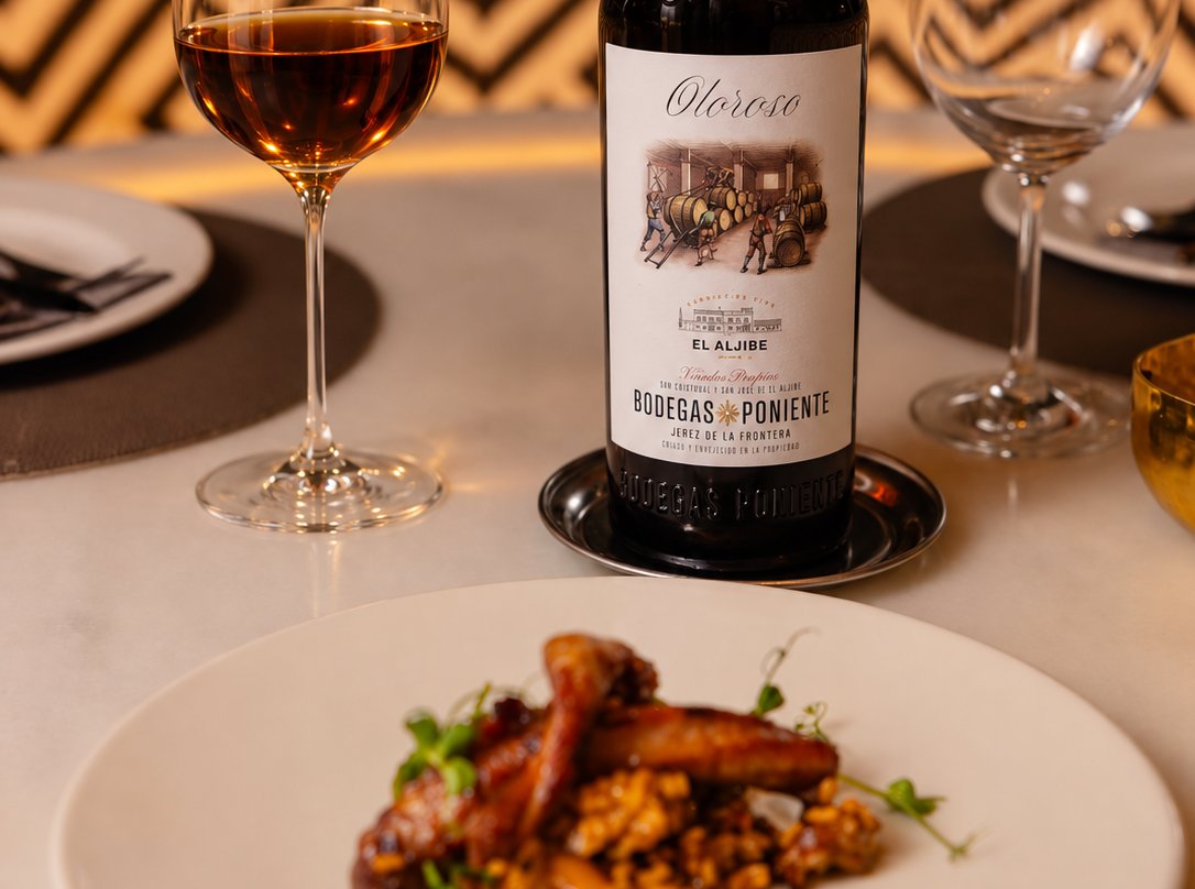 Oloroso Sherry served with a plated dish